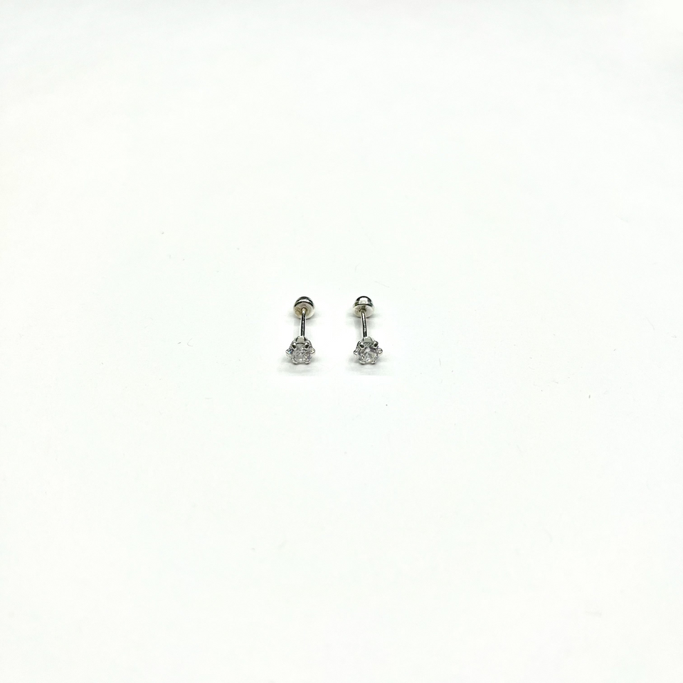 Sterling Silver CZ 6 Prong Mini Stud Earrings