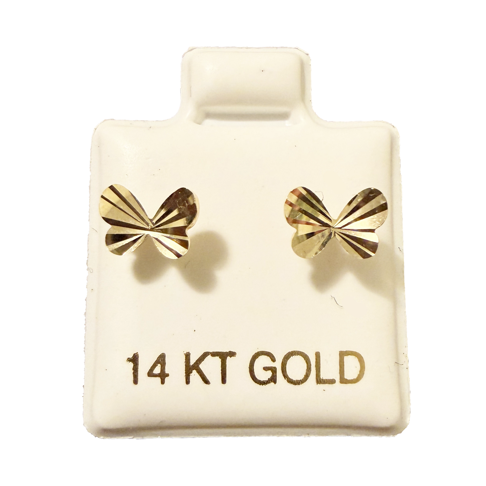 14K Gold Diamond-Cut Butterfly Stud Earrings