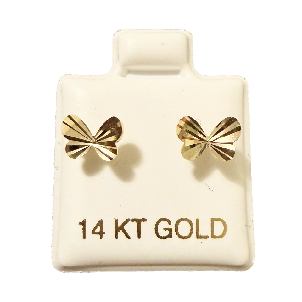 14K Gold Diamond-Cut Butterfly Stud Earrings