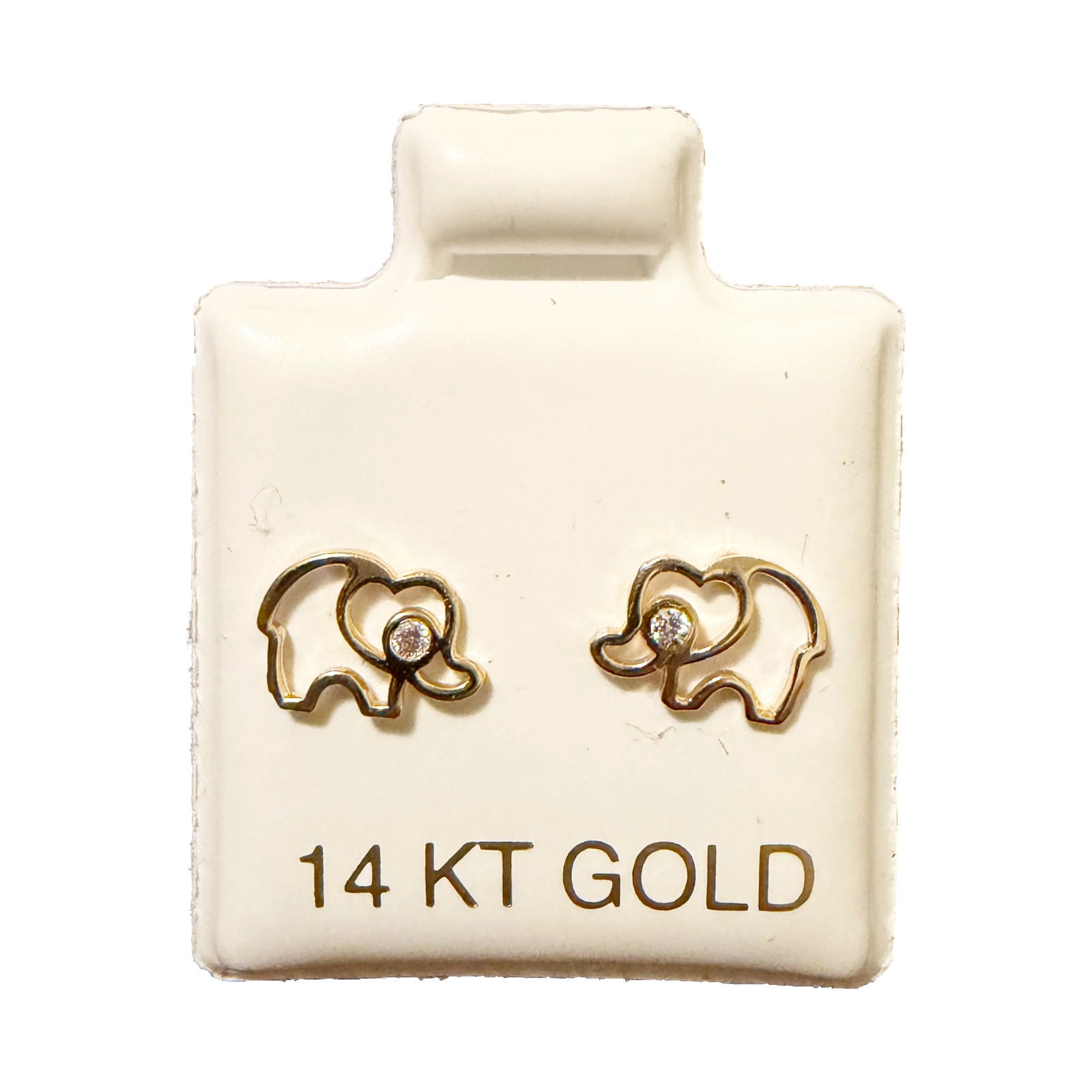 14K Gold Elephant Stud Earrings