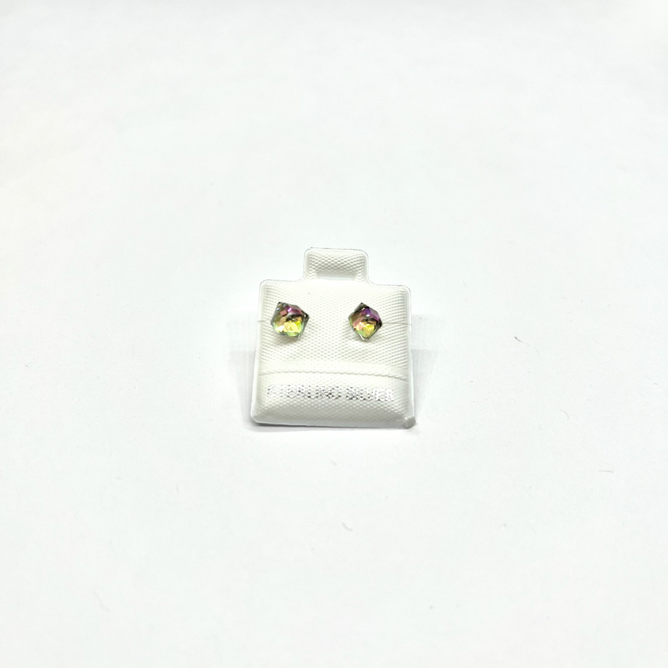 Sterling Silver Square CZ Stud Earrings