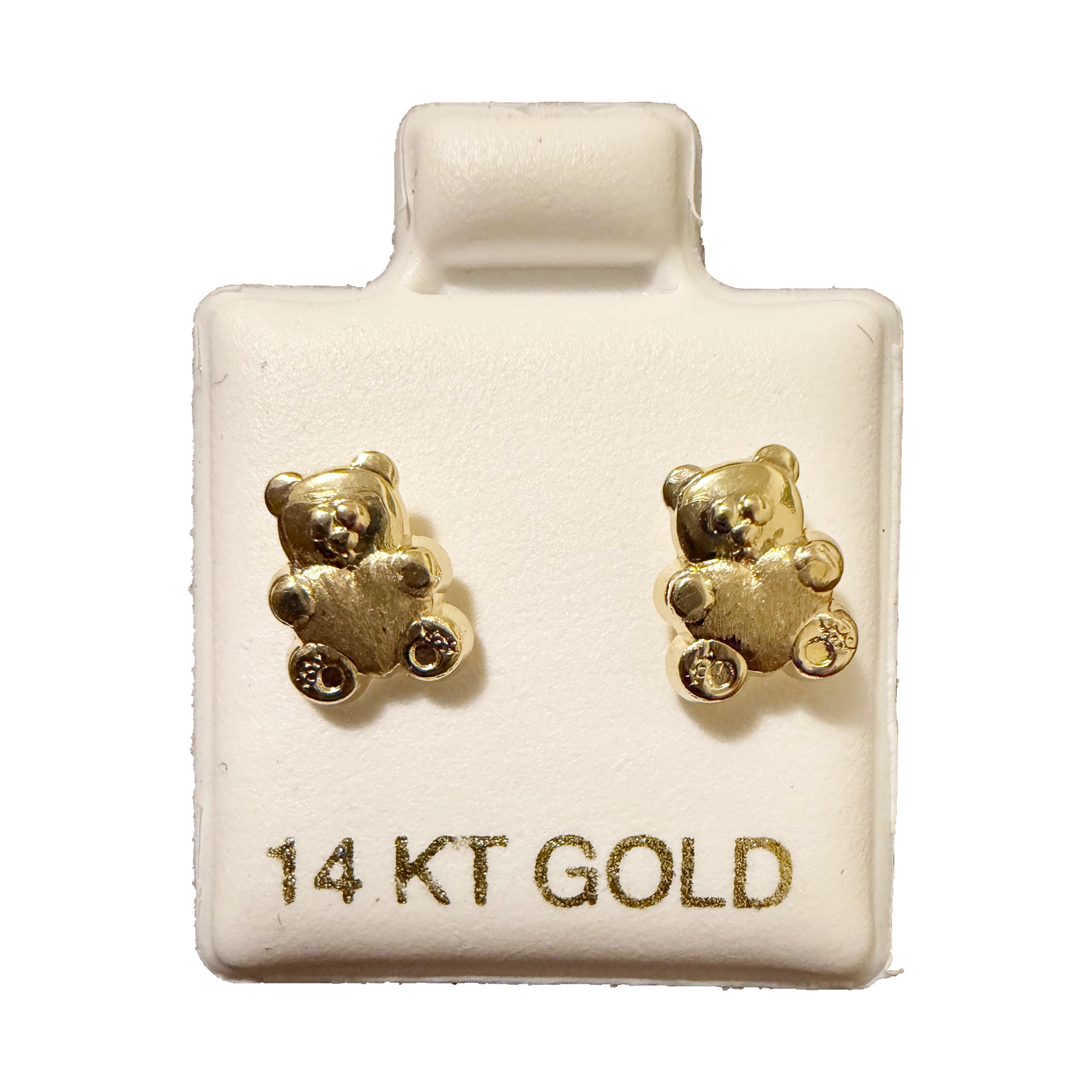14K Gold Teddy Bear Stud Earrings