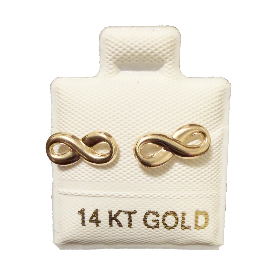 14K Gold Infinity Stud Earrings
