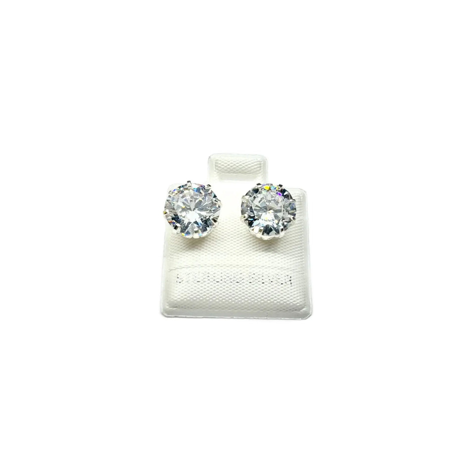 Sterling Silver CZ 8 Prong Large Stud Earrings