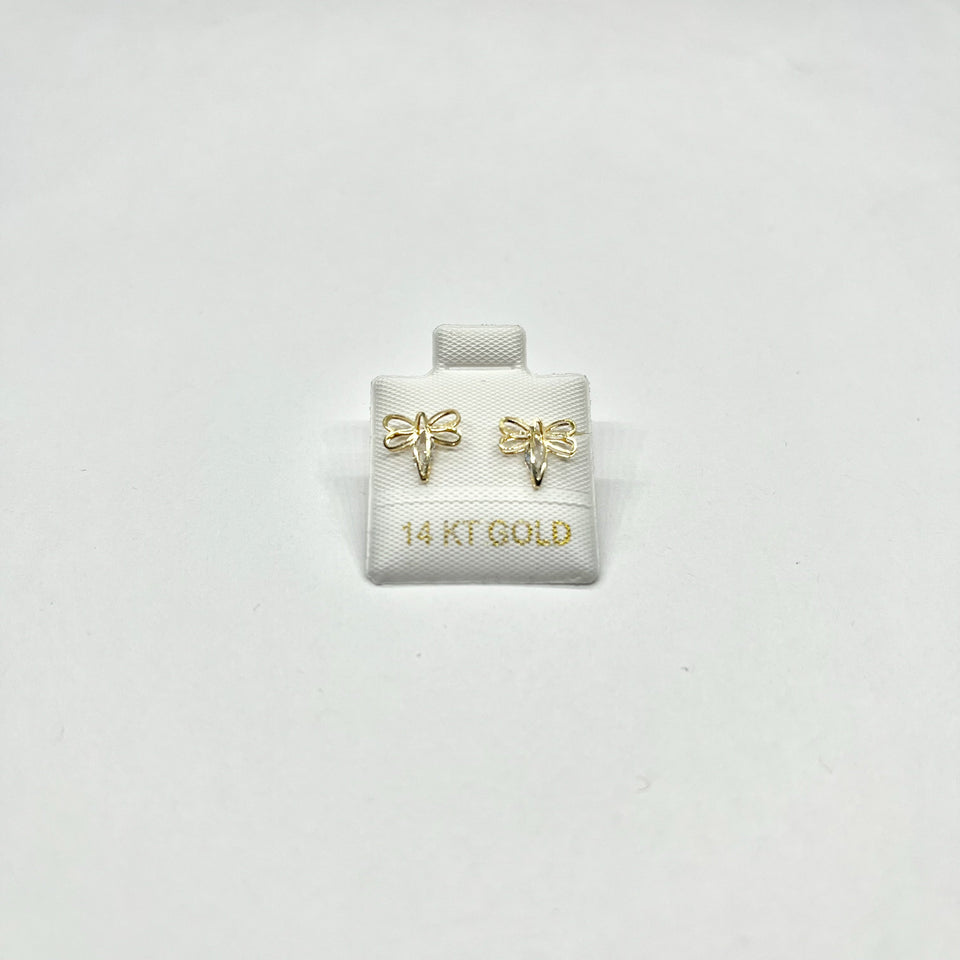 14K Gold Dragonfly Stud Earrings