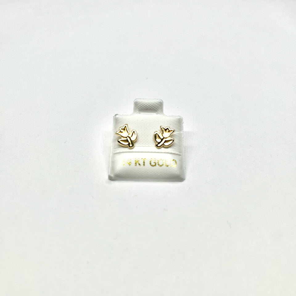 14K Gold Tulip Stud Earrings