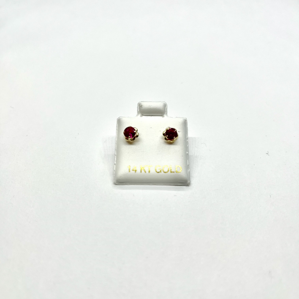 14K Gold CZ Rose Stud Earrings